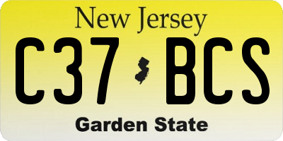 NJ license plate C37BCS