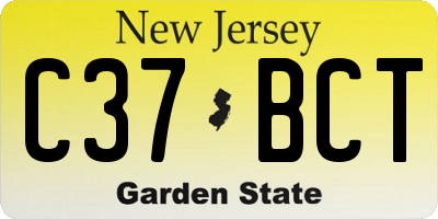 NJ license plate C37BCT