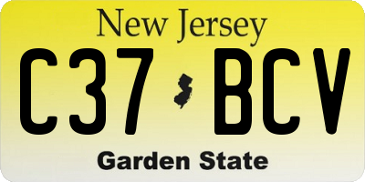 NJ license plate C37BCV