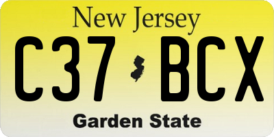 NJ license plate C37BCX