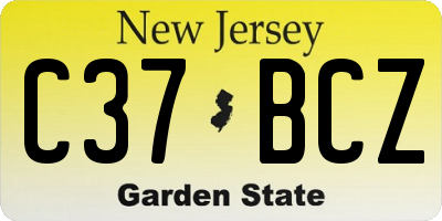 NJ license plate C37BCZ