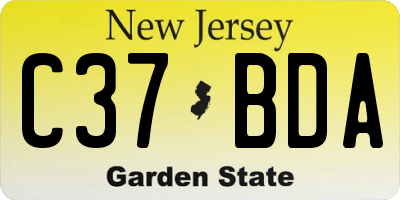 NJ license plate C37BDA