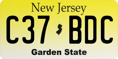 NJ license plate C37BDC