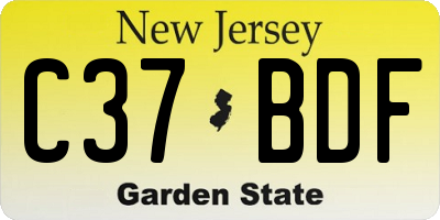 NJ license plate C37BDF
