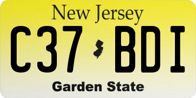 NJ license plate C37BDI