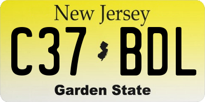 NJ license plate C37BDL