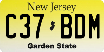 NJ license plate C37BDM
