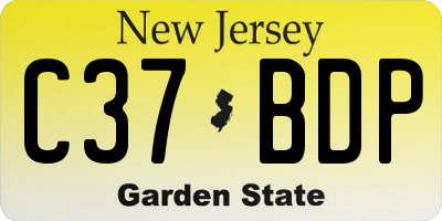 NJ license plate C37BDP