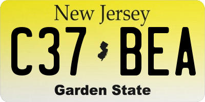 NJ license plate C37BEA