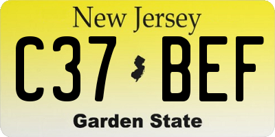 NJ license plate C37BEF