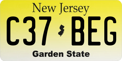 NJ license plate C37BEG