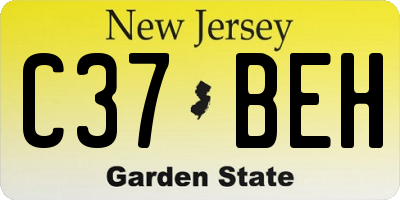 NJ license plate C37BEH