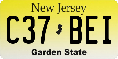 NJ license plate C37BEI
