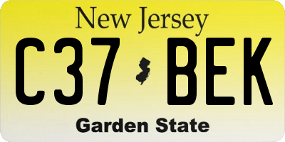 NJ license plate C37BEK