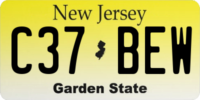 NJ license plate C37BEW