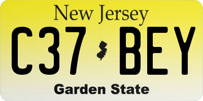 NJ license plate C37BEY