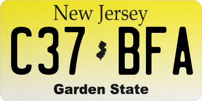 NJ license plate C37BFA