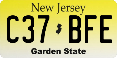 NJ license plate C37BFE