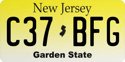 NJ license plate C37BFG
