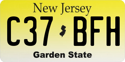 NJ license plate C37BFH