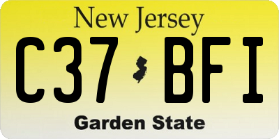 NJ license plate C37BFI