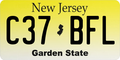 NJ license plate C37BFL