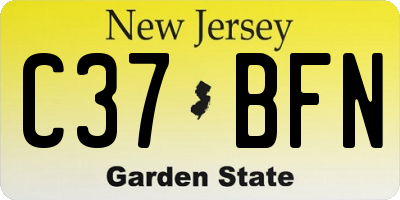 NJ license plate C37BFN