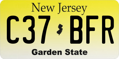 NJ license plate C37BFR