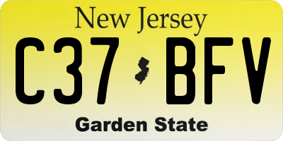 NJ license plate C37BFV
