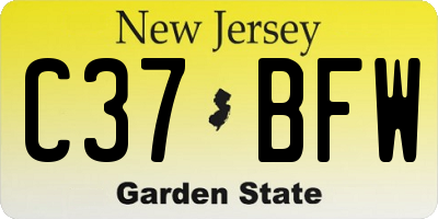 NJ license plate C37BFW