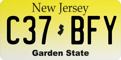 NJ license plate C37BFY