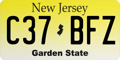 NJ license plate C37BFZ