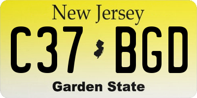 NJ license plate C37BGD