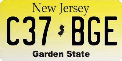 NJ license plate C37BGE