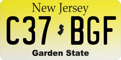 NJ license plate C37BGF