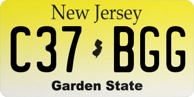NJ license plate C37BGG