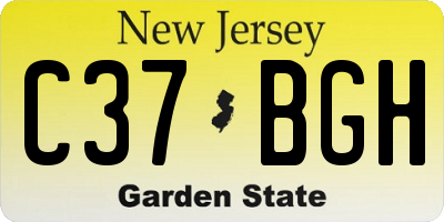 NJ license plate C37BGH