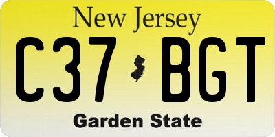 NJ license plate C37BGT