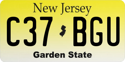 NJ license plate C37BGU