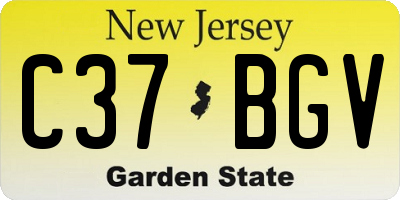 NJ license plate C37BGV