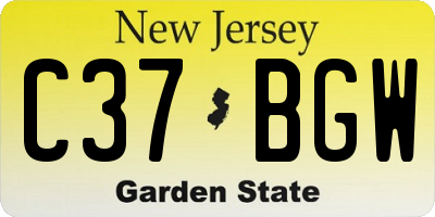 NJ license plate C37BGW