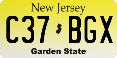 NJ license plate C37BGX