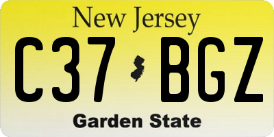 NJ license plate C37BGZ