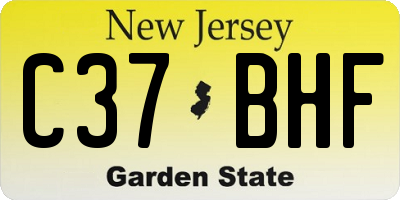 NJ license plate C37BHF