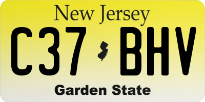 NJ license plate C37BHV