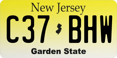 NJ license plate C37BHW