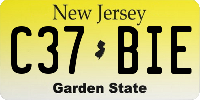 NJ license plate C37BIE