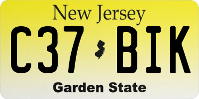 NJ license plate C37BIK