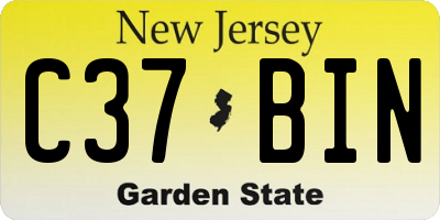 NJ license plate C37BIN