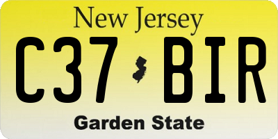 NJ license plate C37BIR